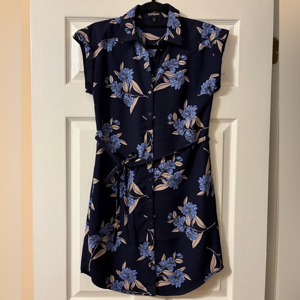 Express Blue Flutter Sleeve Sundress